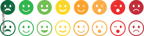 Customer satisfaction rating emoji set from sad to happy faces vector