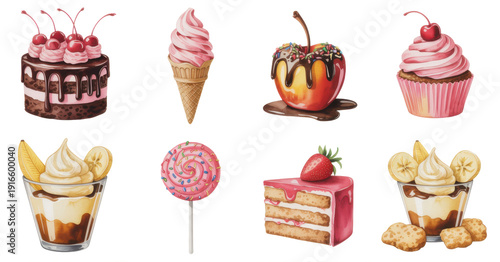 Colorful, sweet dessert illustrations 

