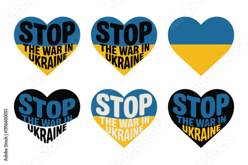 Heart-Shaped Stop War Ukraine Logos