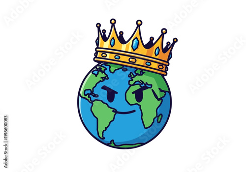 Angry Earth Wearing a Golden Crown Symbolizing Global Power.