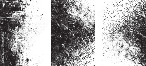 Grunge overlay vector grainy letterpress textures. Imprint texture grungy set. Rolled ink pressed texture. Screen print clean overlay pattern .Fine dust pattern texture. Distressed mask overlay.
