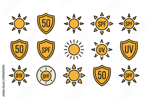 Sun Protection Icons with SPF 50