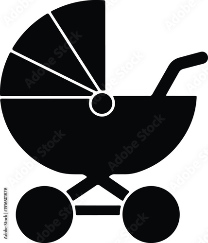 silhouette baby carriage stroller pram simple icon graphic element vector design