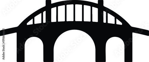 silhouette classic arched bridge infrastructure architecture landmark transportation connection simple vector design