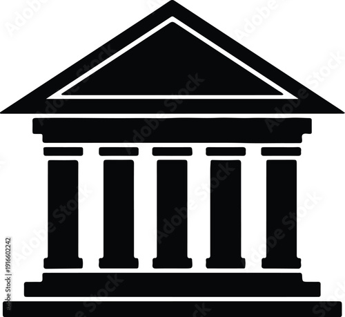 silhouette classic bank court government building architecture historical column icon vector design