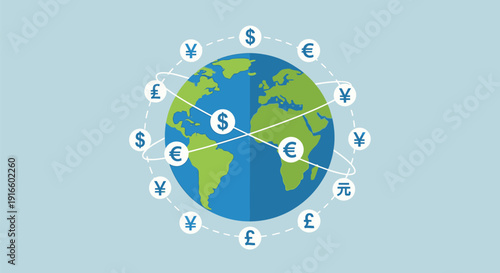 Global Currency Exchange and International Finance Concept.
