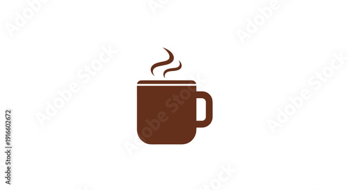 Steaming Hot Brown Coffee Mug Illustration.