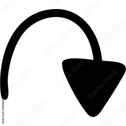 塗りつぶし一本線の手書き矢印のイラスト17（黒）