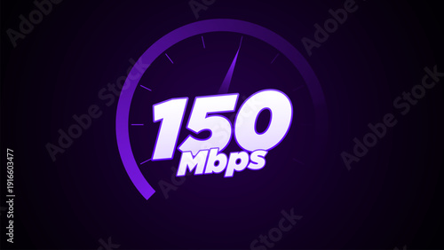 Internet Speed Test 150 Megabits Per Second Dashboard Display.
