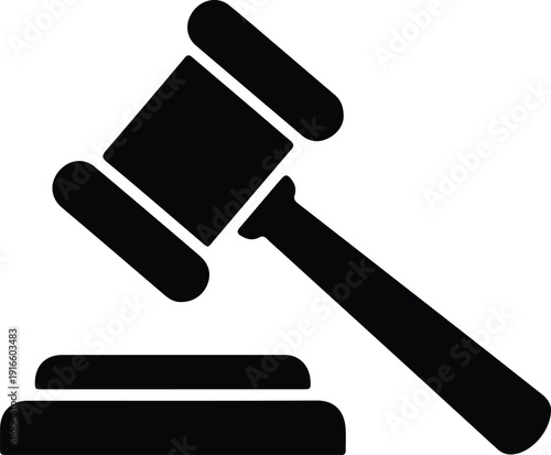 silhouette judge gavel striking sound block legal authority court decision vector design