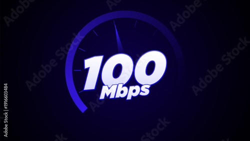 Internet Speed Test 100 Megabits Per Second Dashboard Display.