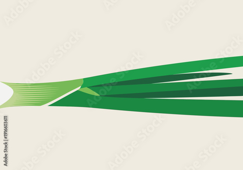 Green Leek Vegetable Illustration on Light Background.