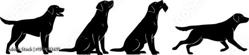 labrador retriever dog breed black silhouette logo set

