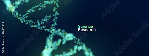 DNA Double Helix Structure Science Research Concept Background. Biotechnology DNA molecule in low poly wireframe style.