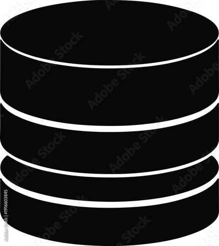 silhouette modern database server data storage stack disks technology icon vector design
