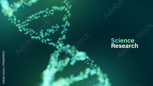 DNA Double Helix Structure Science Research Concept Background. Biotechnology DNA molecule in low poly wireframe style.