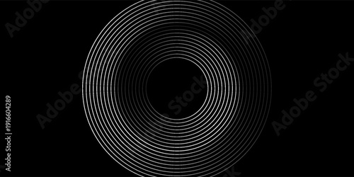 Abstract blue glowing geometric lines on dark blue background. Modern shiny blue circle lines pattern. Futuristic technology concept. Suit for cover, poster, banner, brochure, header, website