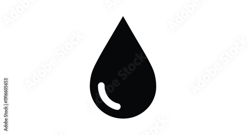 Simple black teardrop shape against a white background silhouette