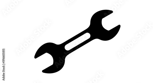 Adjustable Wrench Tool Silhouette Closeup.