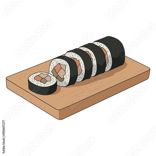 Minimalist Gimbap Rolls Vector Illustration