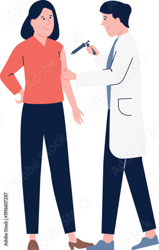 Doctor make medical shot. Illness treatment or immunity therapy