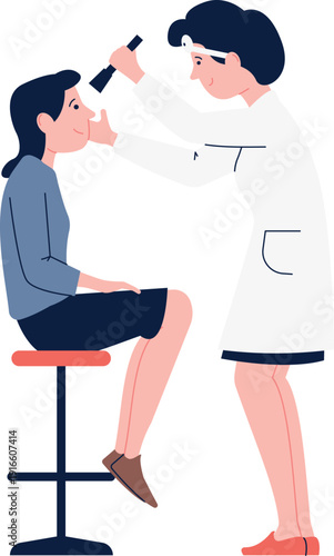 Kid ophthalmologist examination. Vision check color icon