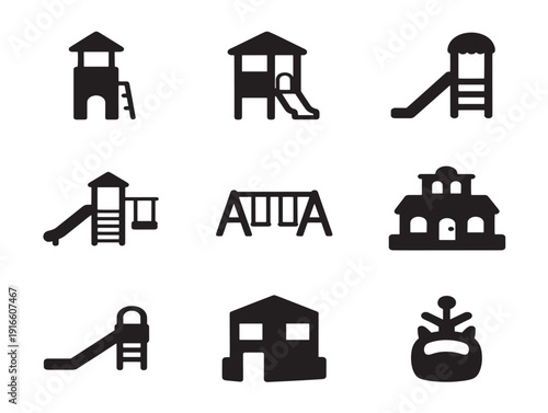 Playful playground silhouette set with joyful childhood activity theme