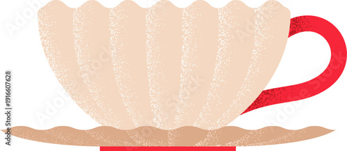 Porcelain cup and saucer. Hot drink mug icon