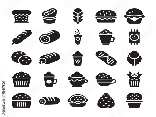 Delicious street food silhouette bundle with vibrant culinary culture theme