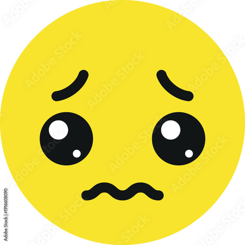 Confounded face emoji. Yellow round symbol of frustration and sadness