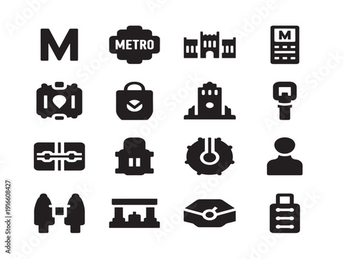 Modern metro map silhouette collection for urban transportation graphics