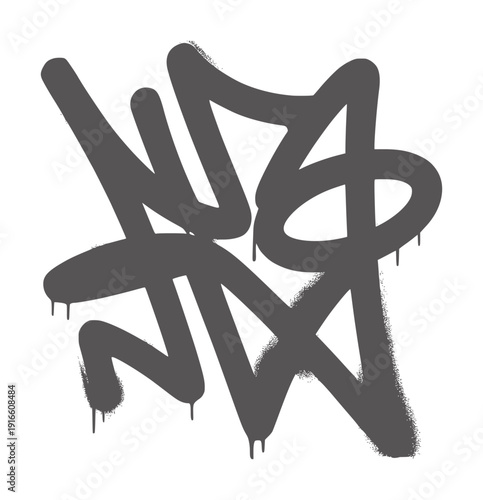 Dark gray abstract graffiti tag with dripping paint effect