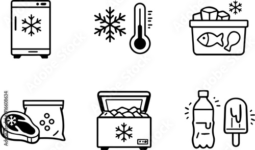 Freezing and cold storage icon set
