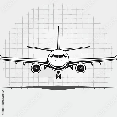 airplane line art style vector with transparent background.