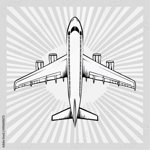 airplane line art style vector with transparent background.