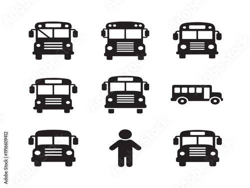 Classic school bus silhouette design with friendly educational theme