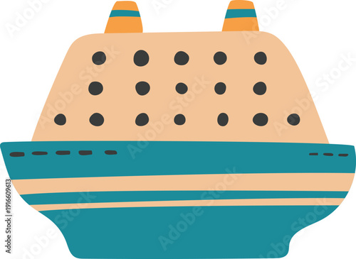 Cruise ship color drawing. Passenger trip boat