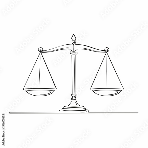 Continuous line, business illustration, scale line art vector illustration editable stroke.