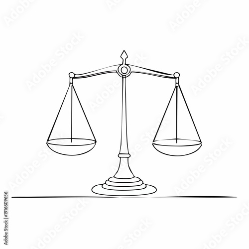 Continuous line, business illustration, scale line art vector illustration editable stroke.