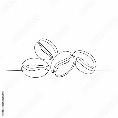 Continuous line, coffee beans and coffee beans line art vector illustration with background editable stroke.