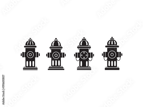 Fire hydrant vector black white icon flat style design isolated on white background