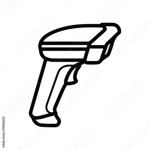 A handheld barcode scanner gun device used for inventory management retail checkout and warehouse logistics tracking