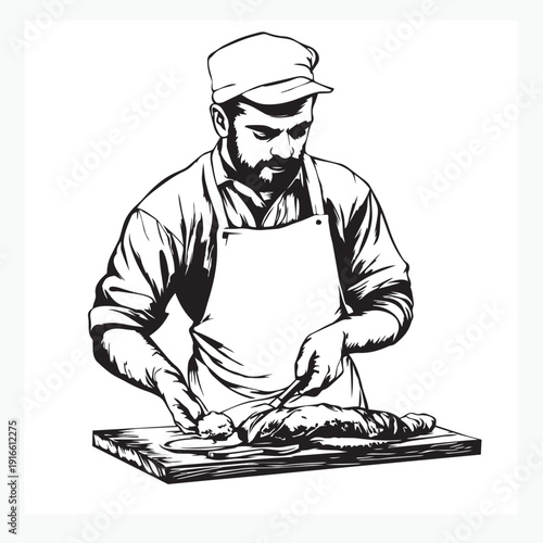vector illustration of a butcher