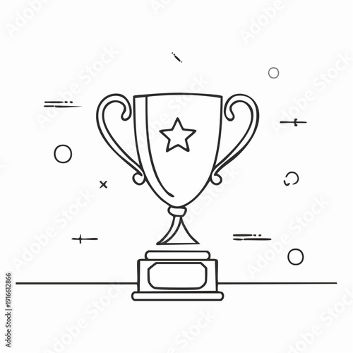 one line connected trophy success business illustration line art vector illustration with transparent background editable stroke.
