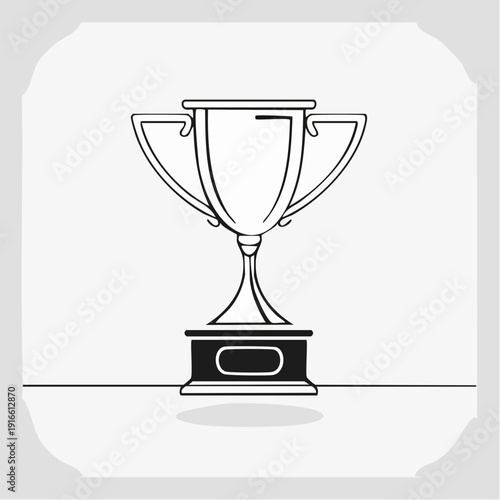 one line connected trophy success business illustration line art vector illustration with transparent background editable stroke.