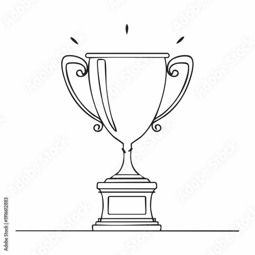 one line connected trophy success business illustration line art vector illustration with transparent background editable stroke.