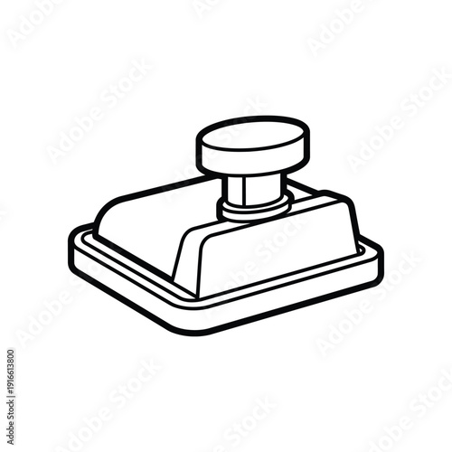 A simple illustration of a push button or switch with a round top knob