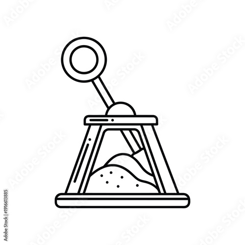 Vintage-style lever mechanism lifting a sand-filled container