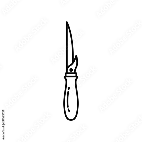 Line drawing of a classic pocket knife with a single-blade design