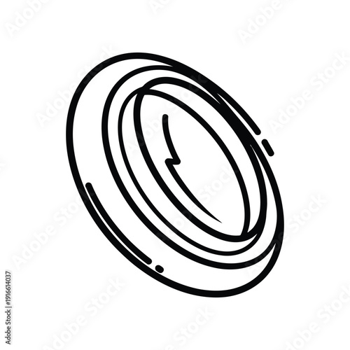 Simple illustration of a spiral spring or washer with three concentric grooves